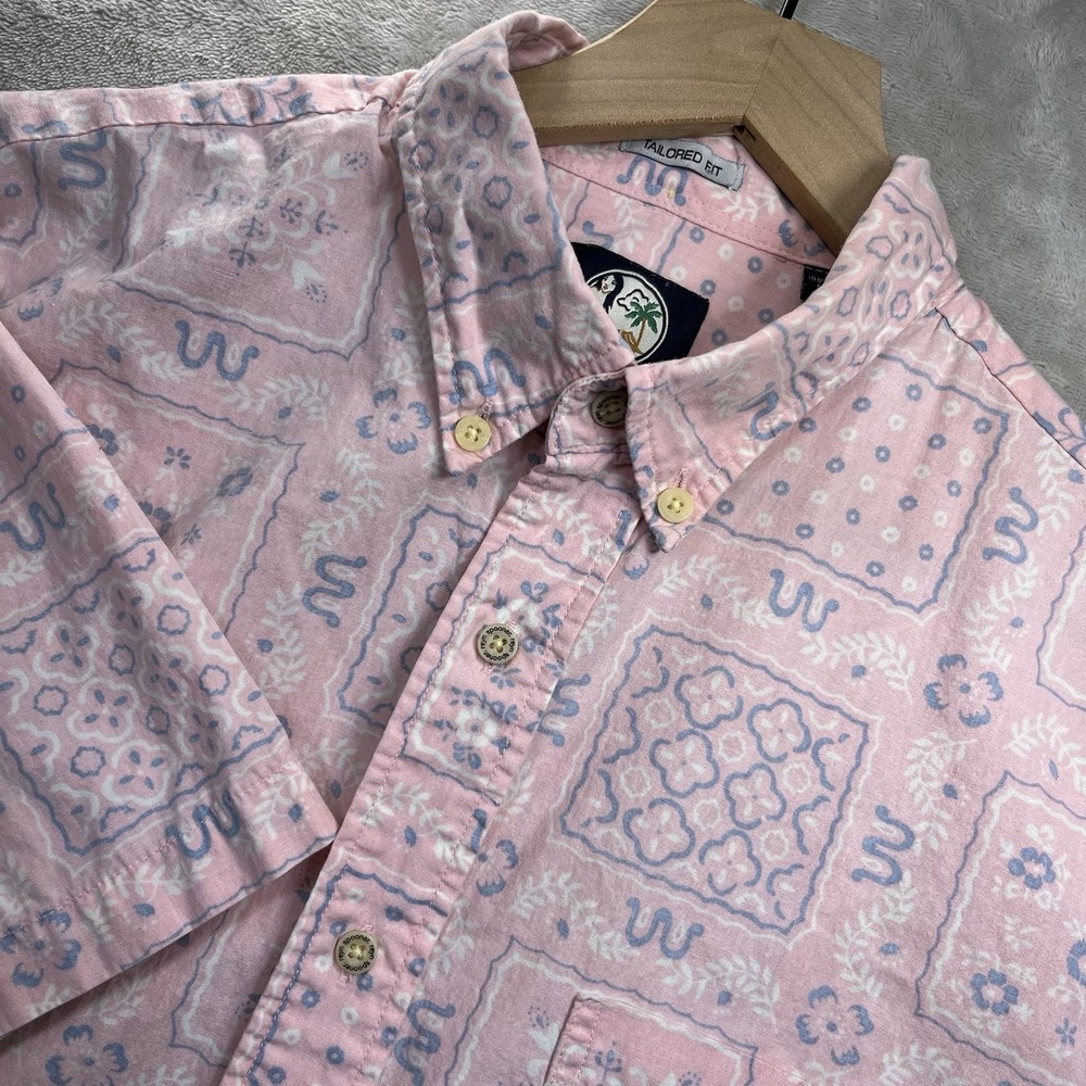Reyn Spooner Shirt Mens M Pink Bandana Reverse Print Hawaiian Tailored Fit
